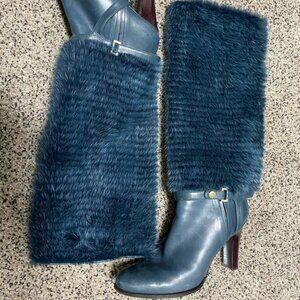 $1495 Salvatore Ferragamo Stunning Mink Detachable Fur Boots 8.5 B (US 8)